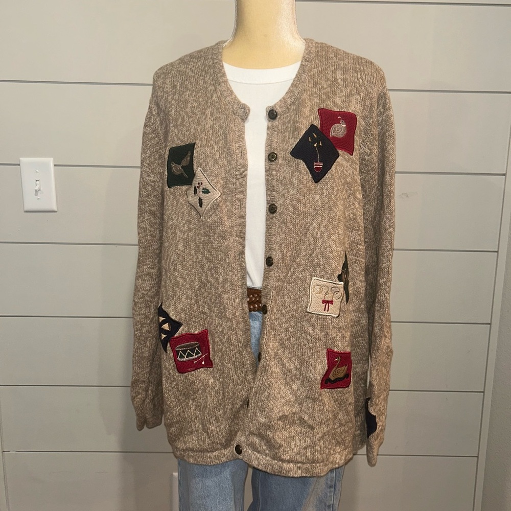 C.J. Banks Beige patchwork Knit Sweater